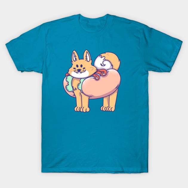 Shiba Inu Hot Dog T-Shirt by wobigon